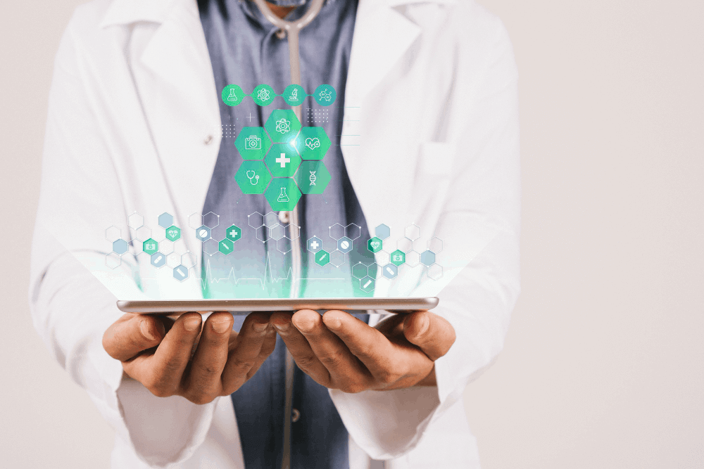Healthcare professional with digital technology